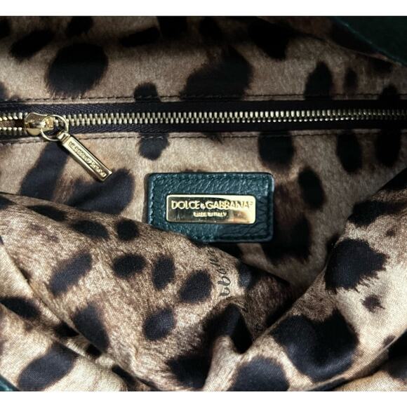 Dolce and Gabanna Fold Over Pebbled Leather Dark Green - Picture 12 of 13